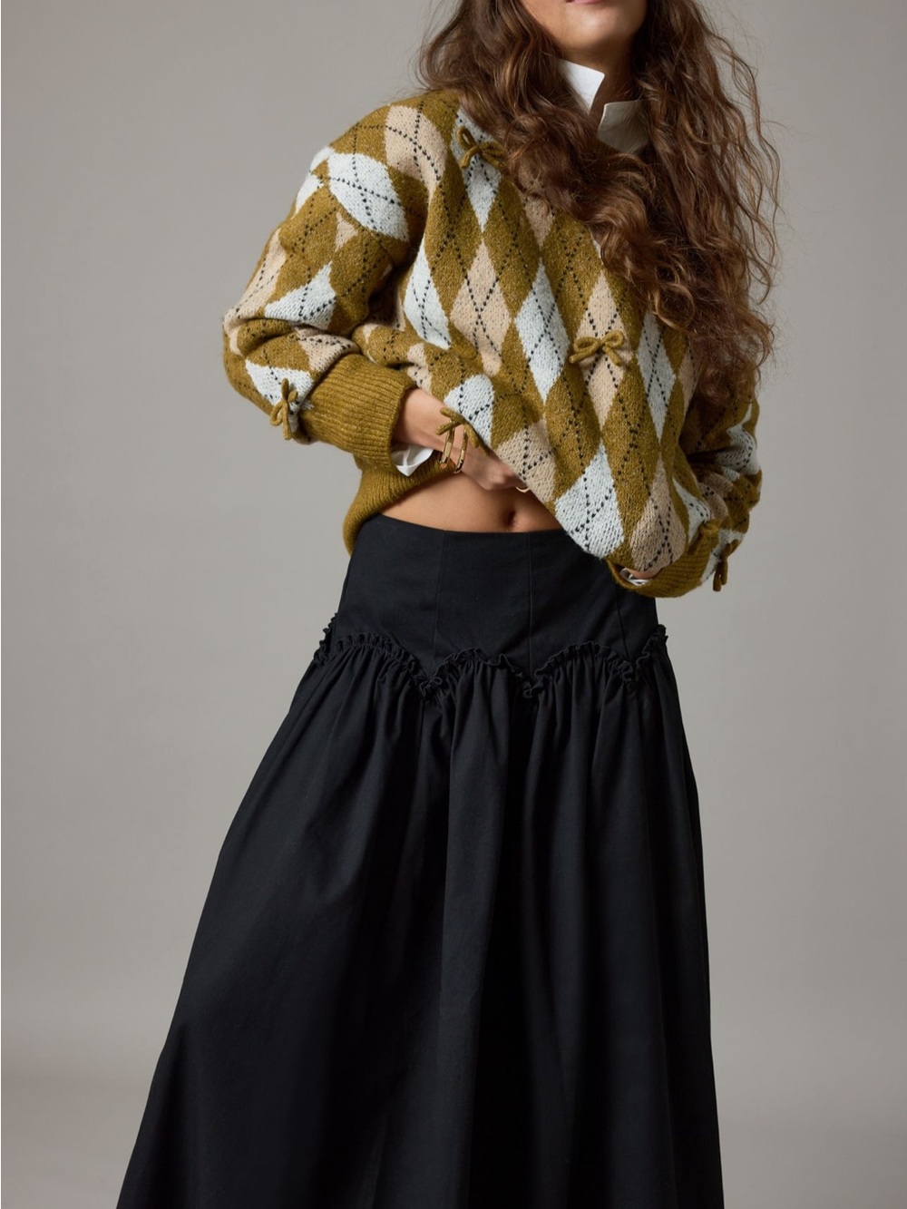 Mare Mare  Black Maxi Skirt with Gathered Waist - Picture 5 of 11
